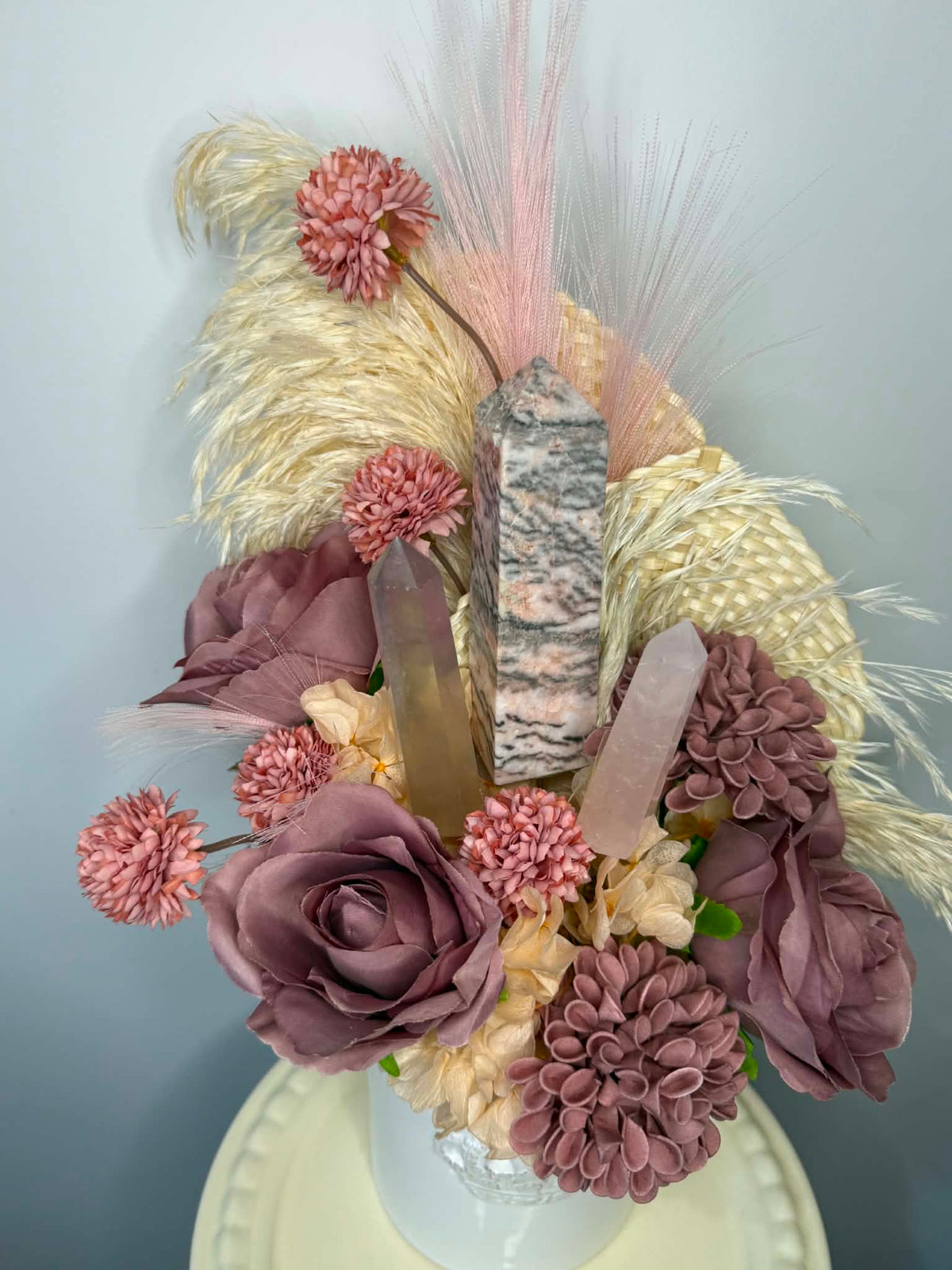 Zebra Jasper Tower Infused Flower Arrangement