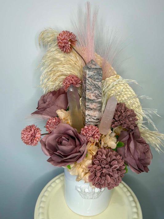 Zebra Jasper Tower Infused Flower Arrangement